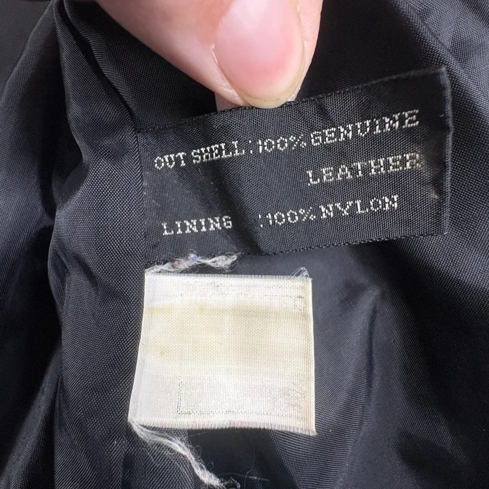 Vintage Black Leather Jacket Mens Small Minimalist‎ Button Front